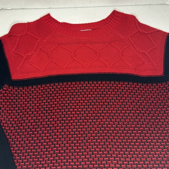 Karen Scott | Red & Black Pull Over Pull-Over Holiday Sweater | Size L - Picture 3 of 8
